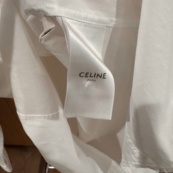 CELINE MEN’S 2024 LOOSE SHIRT IN COTTON POPLIN WHITE SIZE 38 - Picture 11 of 12